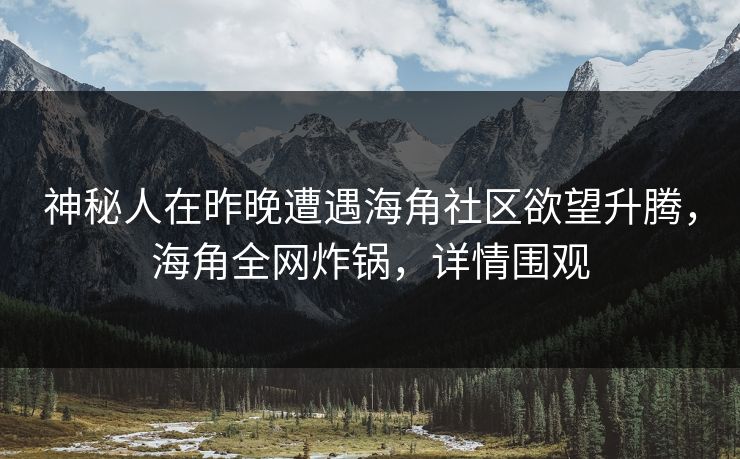 神秘人在昨晚遭遇海角社区欲望升腾，海角全网炸锅，详情围观