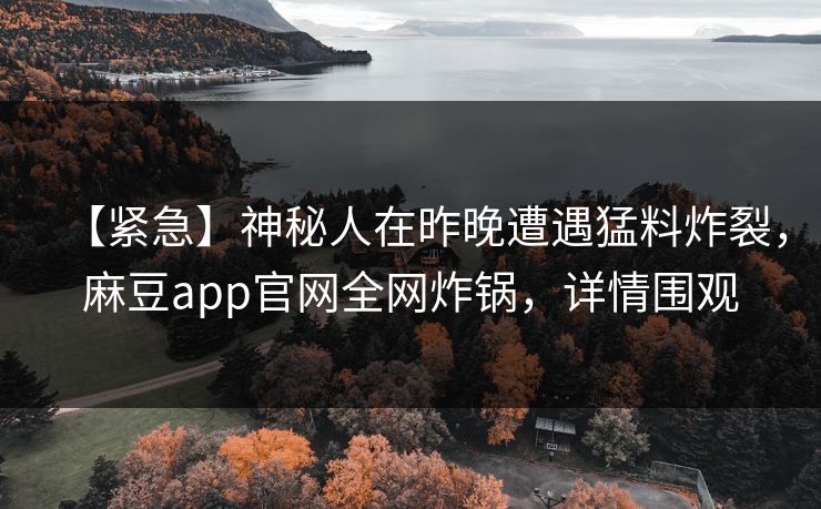 【紧急】神秘人在昨晚遭遇猛料炸裂，麻豆app官网全网炸锅，详情围观