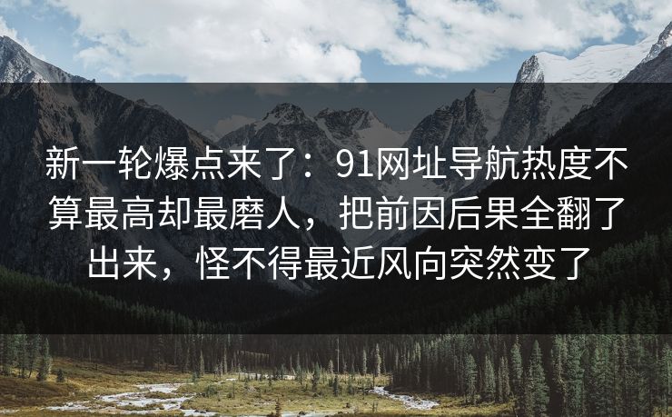 新一轮爆点来了：91网址导航热度不算最高却最磨人，把前因后果全翻了出来，怪不得最近风向突然变了